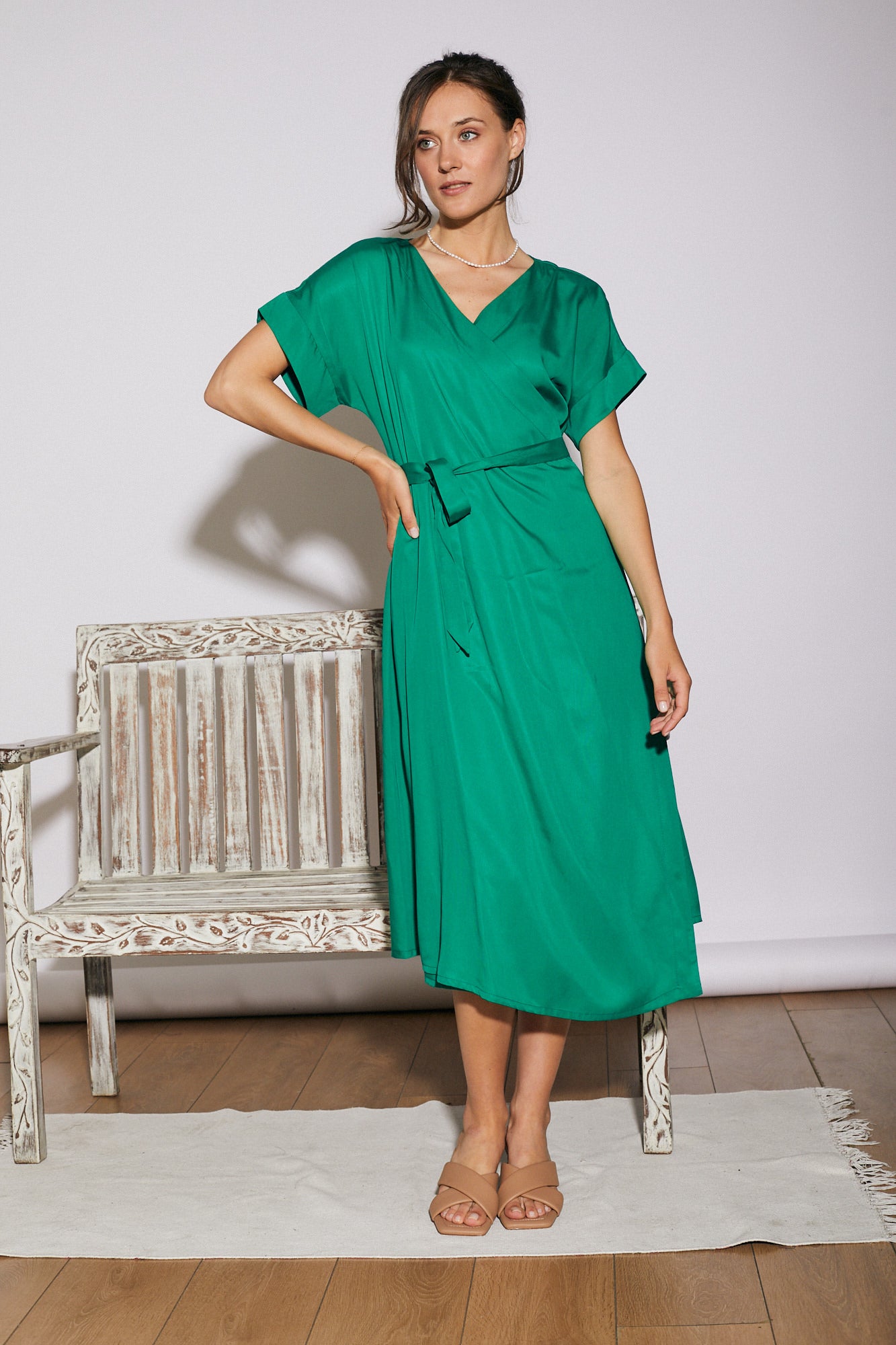 GREEN WRAP DRESS