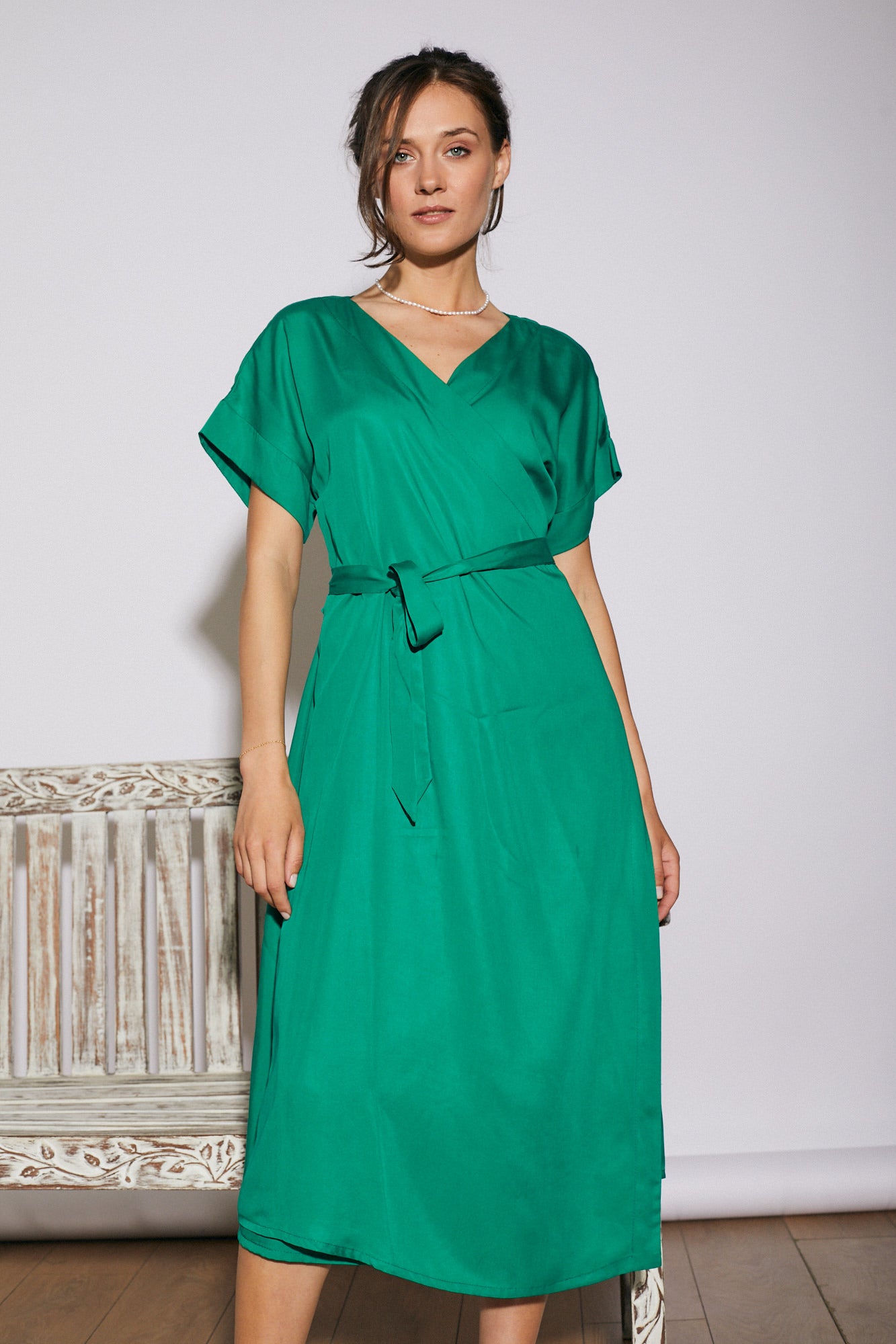 GREEN WRAP DRESS