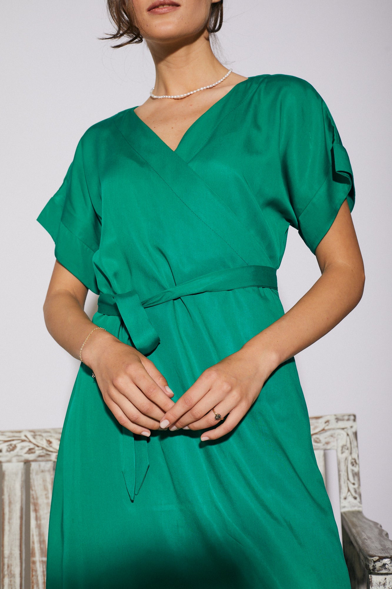 GREEN WRAP DRESS