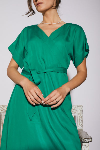 GREEN WRAP DRESS