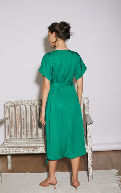 GREEN WRAP DRESS