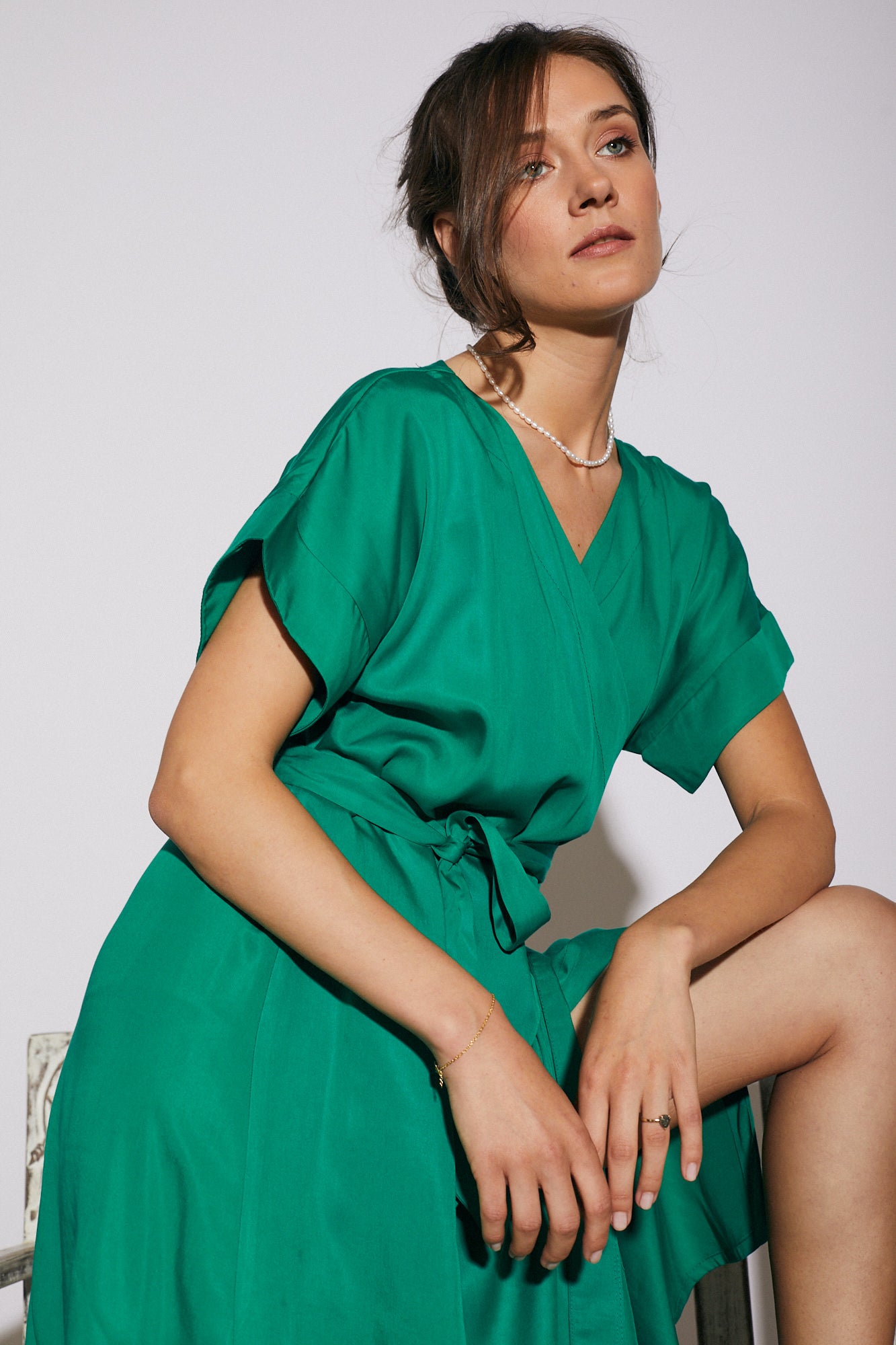 GREEN WRAP DRESS